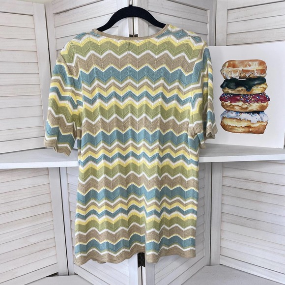 Alfred Dunner colorful chevron short sleeve top - Picture 6 of 7